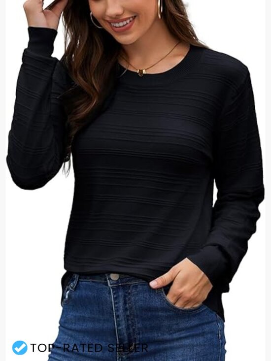 Sweaters - Lightweight Crewneck Sweater Classic Fit Long Sleeve for Women